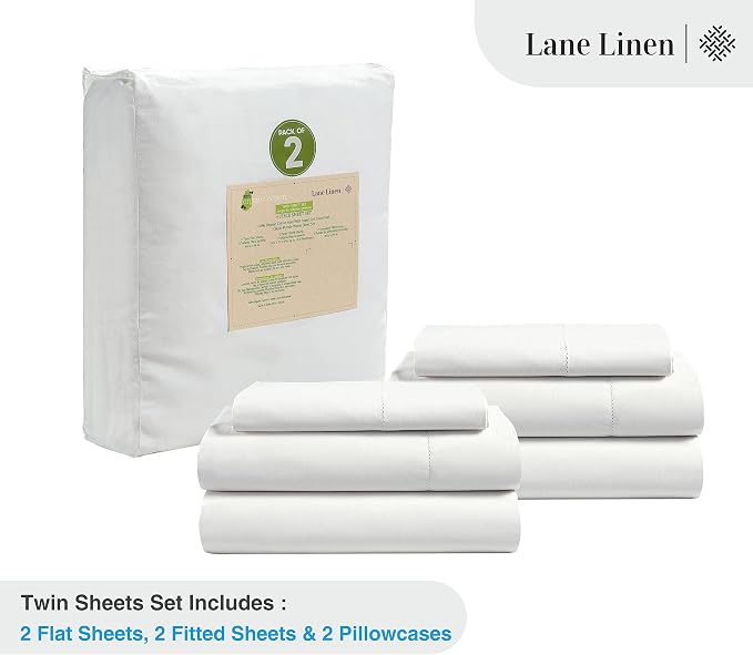 LANE LINEN 100% Organic Cotton Twin Sheets Set, Breathable Cotton Sheets Twin - Image 2