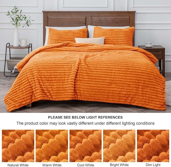 BEDELITE Fleece Queen Comforter Set -Super Soft & Warm Fluffy Burnt Orange - Image 8