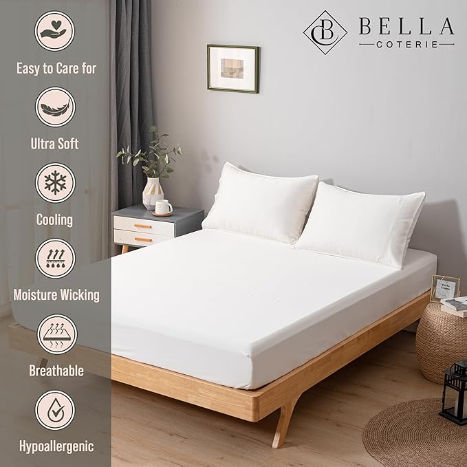 Bella Coterie Queen Size Fitted Sheet Only | Luxury Bamboo Viscose | 100% - Image 2