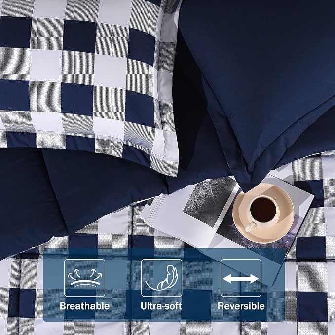 downluxe Lightweight Plaid Comforter Set - Image 6