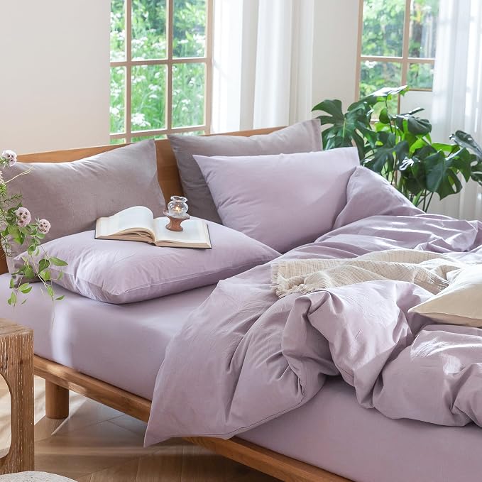 MooMee Bedding Duvet Cover Set 100% Washed Cotton Linen Like Textured - Image 8