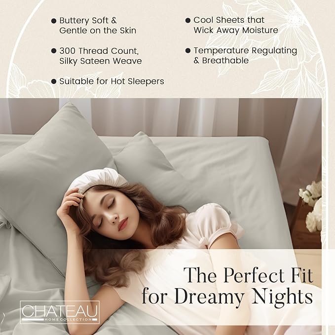 300 Thread Count 100% Organic Cotton Twin Sheets Set - Image 4