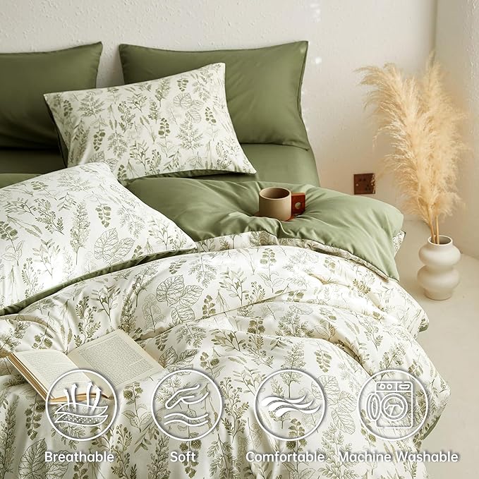 BOLINLIVING Floral Duvet Cover King Size, Breathable Soft Microfiber Bedding Set - Image 3