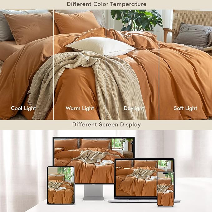 MooMee Bedding Duvet Cover Set 100% Washed Cotton Linen Like Textured - Image 7