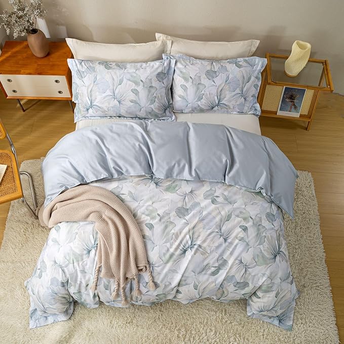 OAITE Duvet Cover Set King Size Floral Pattern Ultra Soft 100% Cotton Duvet - Image 4
