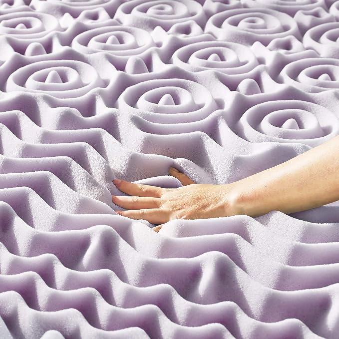 Mellow 1.5 Inch 5-Zone Memory Foam Mattress Topper, Soothing Lavender Infusion - Image 4