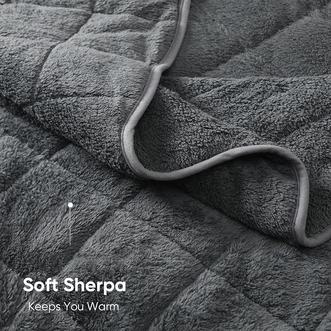 Sherpa Weighted Blanket for Adults, 15 lbs Furry Bed Blanket for Deep Sleep - Image 2