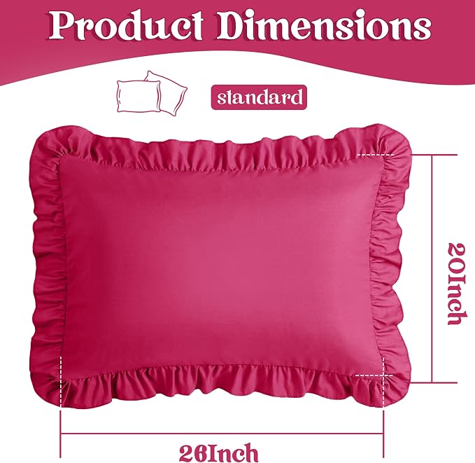 KKJIAF Ruffle Pillow Cases Standard Size Set of 2, Ruffled Pillow Covers - Image 3