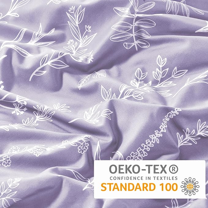 MUXHOMO Duvet Cover Full Size, Reversible Floral Lavender Duvet Cover Set - Image 6