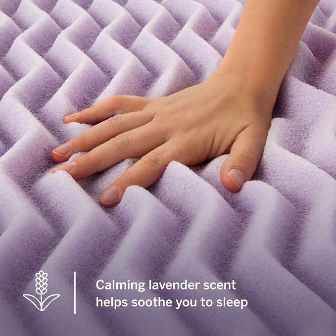 LUCID Lavender Infused 2 Inch Memory Foam Mattress Topper - Image 3