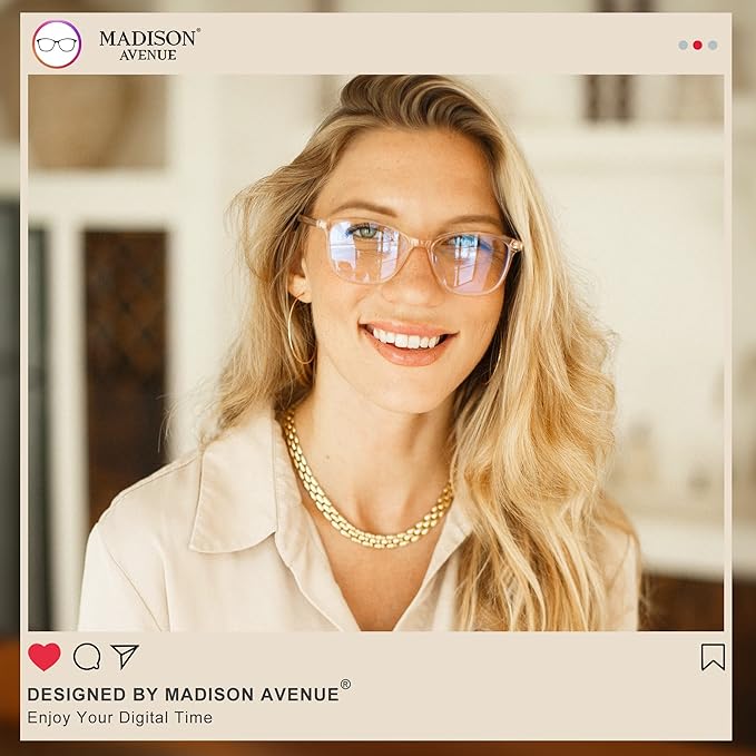 Madison Avenue Blue Light Blocking Glasses Anti Eyestrain UV Glare Blue Light - Image 2