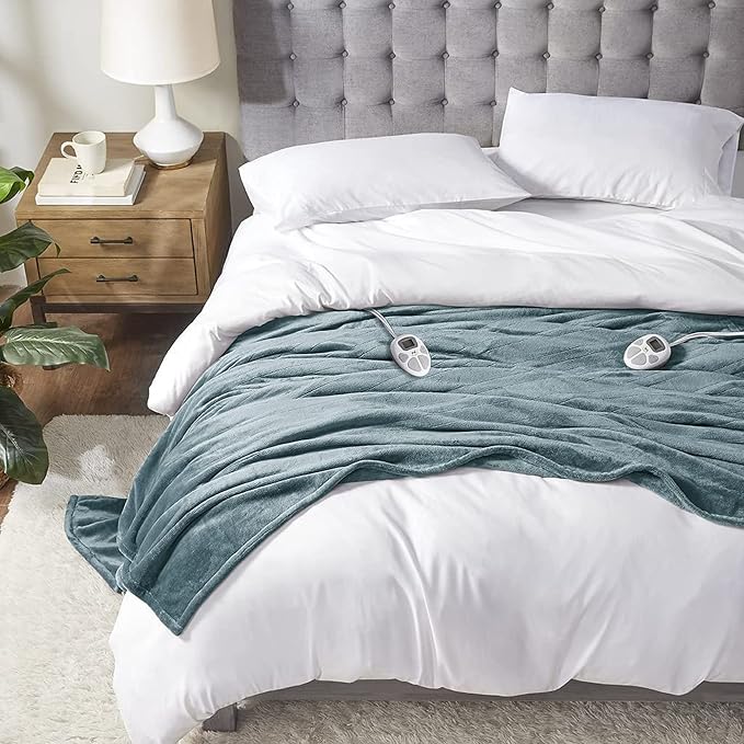 Serta Luxuriously Soft Plush Electric Blanket Fast Heating Cozy Cover, Safety by Serta