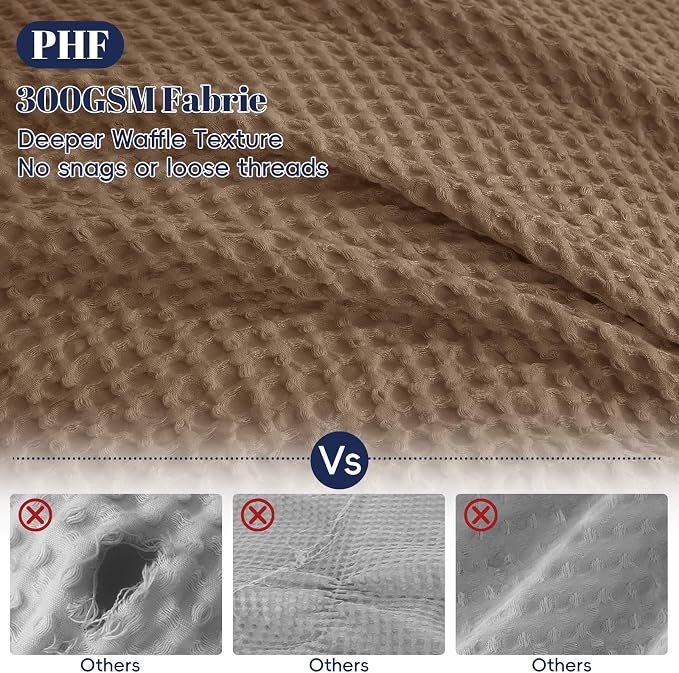 PHF Waffle Duvet Cover Set Queen Size, No Snagging Ultra Soft Luxury Textured - Image 3