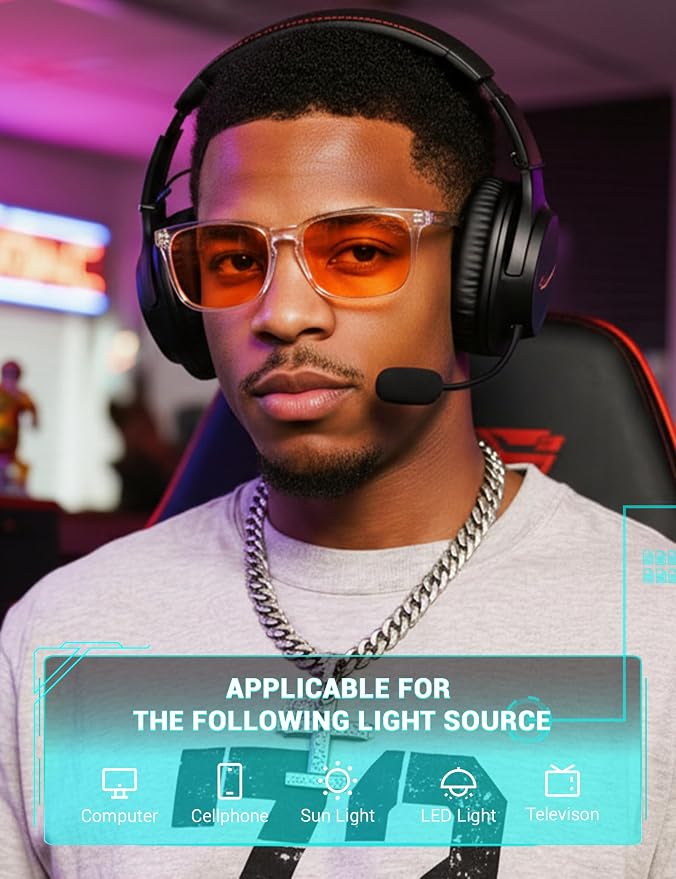 TIJN Blue Light Blocking Glasses Dual AR Coatings Amber Orange Lens - Image 2