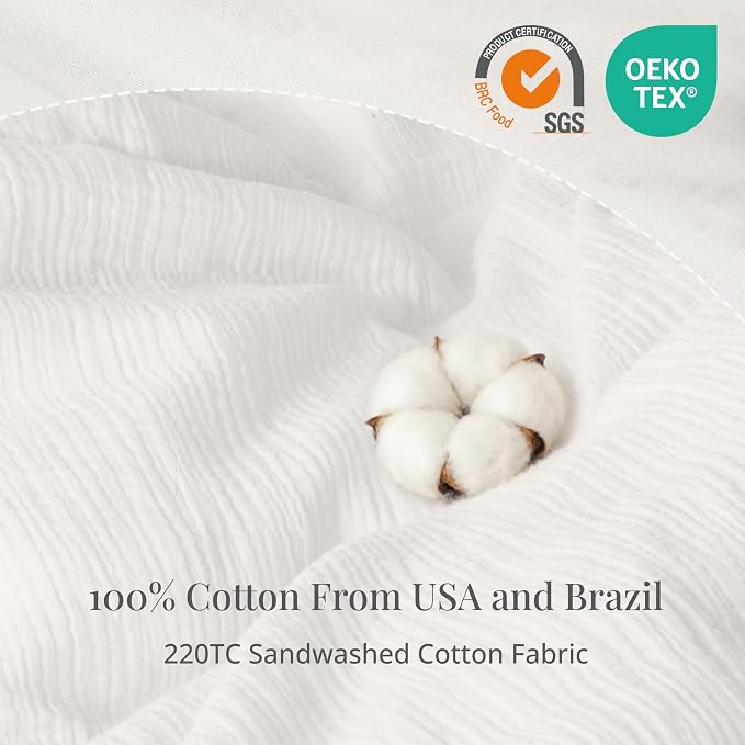 Off White Twin Duvet Cover, 100% Sandwashed Cotton Soft Twin Size Duvet Cover - Image 3