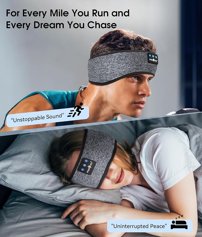 MUSICOZY Sleep Headphones Bluetooth 5.4 Headband, Wireless Earphones Music - Image 2