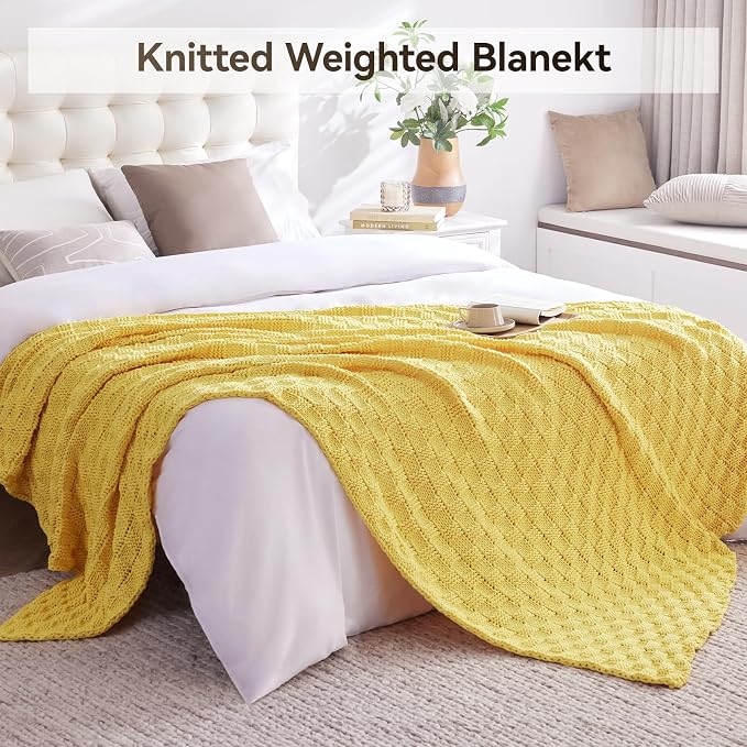 Knitted Weighted Blanket for Adult, No Beads Heavy Blanket 70” x 90'' 20lbs - Image 6
