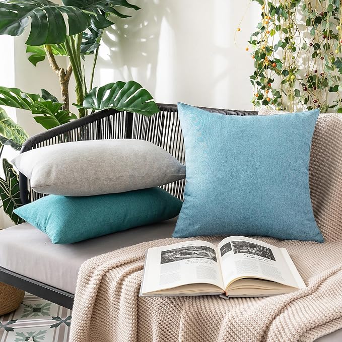 MIULEE Pack of 2 Decorative Outdoor Solid Waterproof Throw Pillow Covers Faux - Image 5