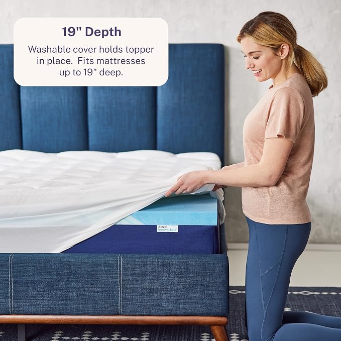 Sleep Innovations Cooling Comfort Gel Memory Foam Dual Layer Mattress Topper - Image 4