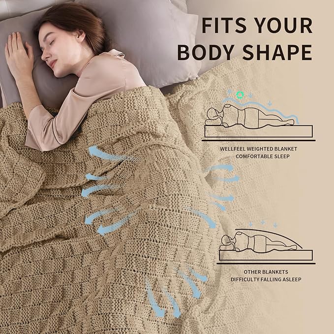 Knitted Weighted Blanket for Adult, No Beads Heavy Blanket 60” x 80'' 10lbs - Image 3