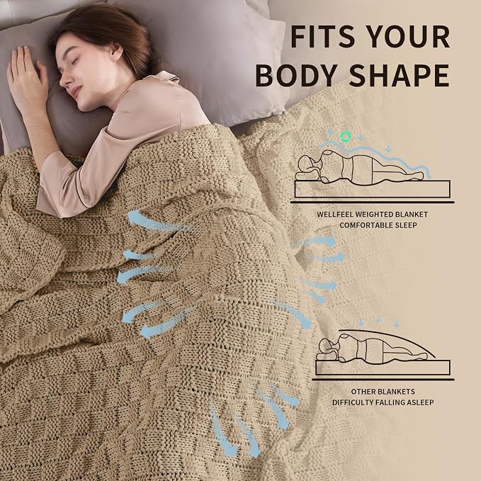 Knitted Weighted Blanket for Adult, No Beads Heavy Blanket 60” x 80'' 15lbs - Image 3