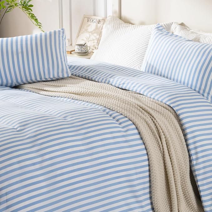 ROSE&RISY Blue Queen Duvet Cover Set, 3 Pieces Soft Bedding Queen Set, - Image 4