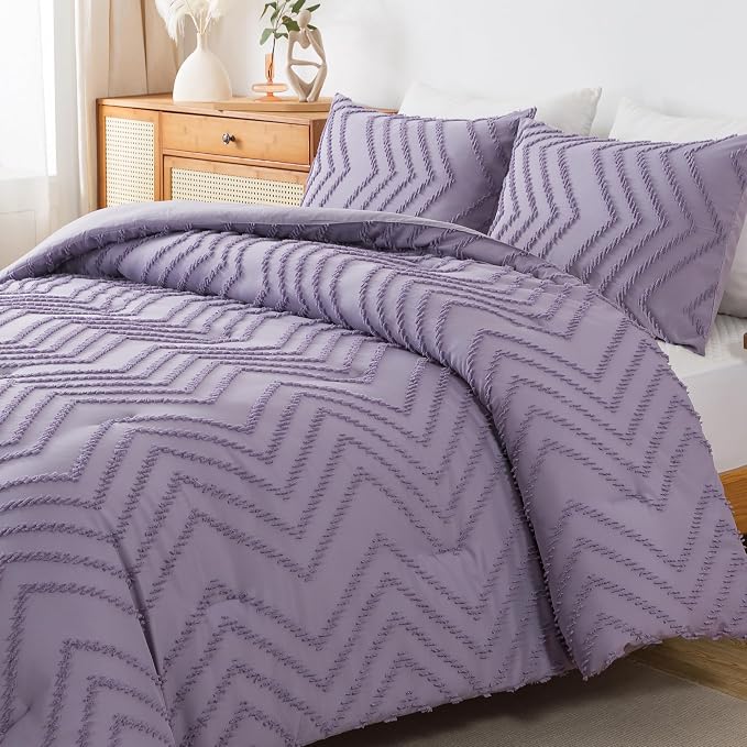 Andency Purple Comforter Set King Size, Boho Girls Women Lavender Soft Fluffy - Image 7