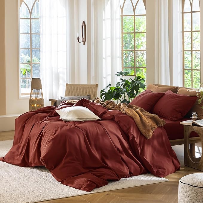 MooMee Bedding Duvet Cover Set 100% Washed Cotton Linen Like Textured - Image 3