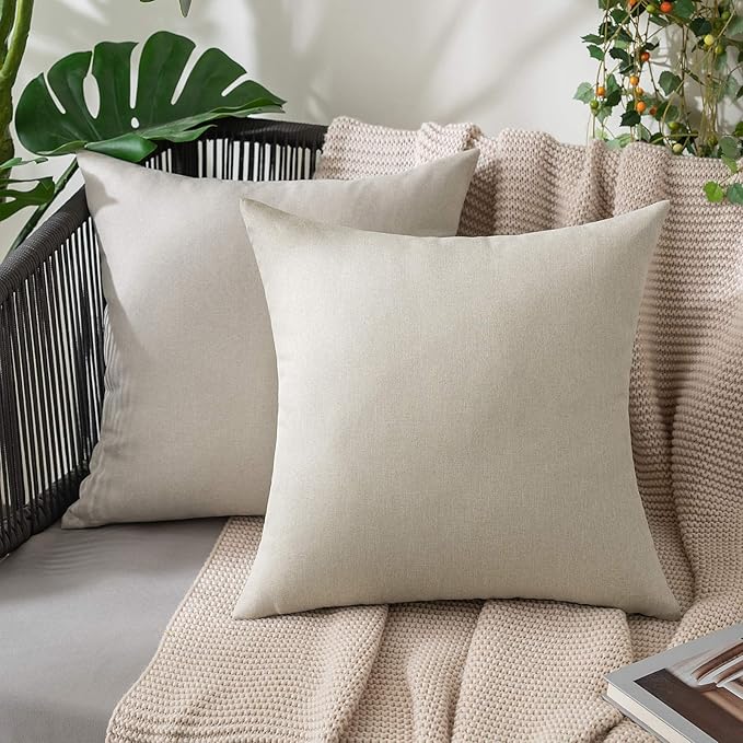 MIULEE Pack of 2 Decorative Outdoor Solid Waterproof Throw Pillow Covers Euro - Image 7