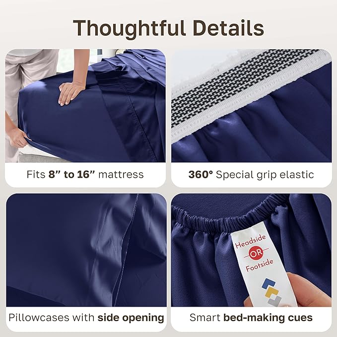 California Design Den Thick and Natural 100% Cotton Queen Bed Sheets Set - Image 5
