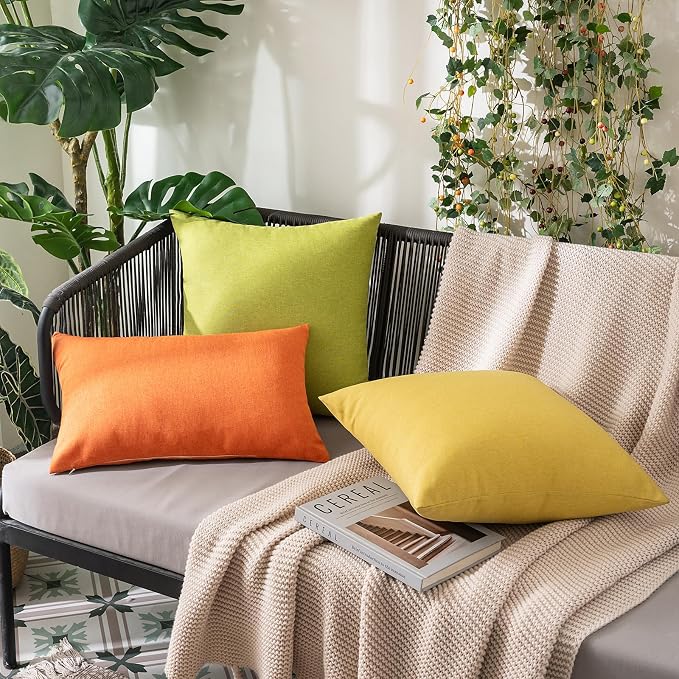 MIULEE Pack of 2 Decorative Outdoor Solid Waterproof Throw Pillow Covers Faux - Image 7