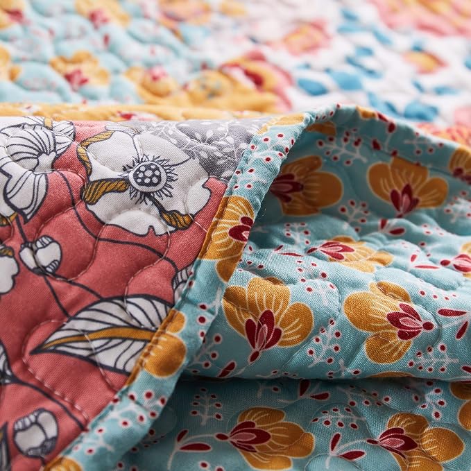 Greenland Home Carlie Modern Floral Reversible Quilt Set, 3-Piece King - Image 5