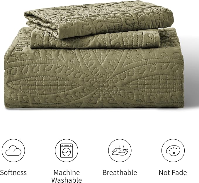 Love's cabin Quilts for Queen Bed Green Bedspreads Bedding Set - Image 7