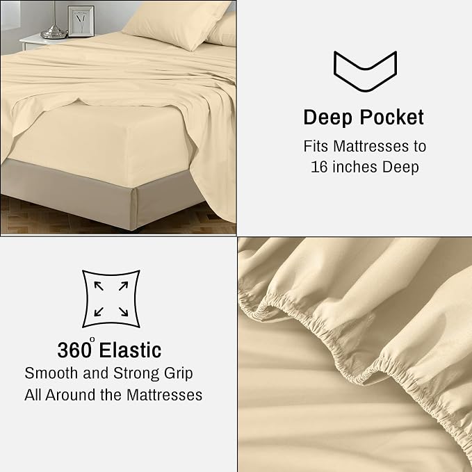 RUVANTI 100% Cotton Sheets – Twin XL Size Percale Bedding, Cooling & Breathable - Image 6