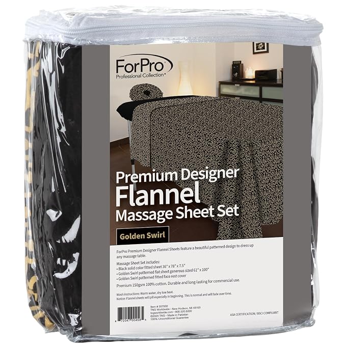 ForPro Premium Designer Flannel 3-Piece Massage Sheet Set - Image 4