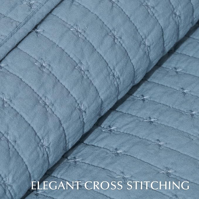 EVERGRACE x Kinsey Walsh Cross Stitch Pre-Washed Cotton Quilt Bedding Set King - Image 8