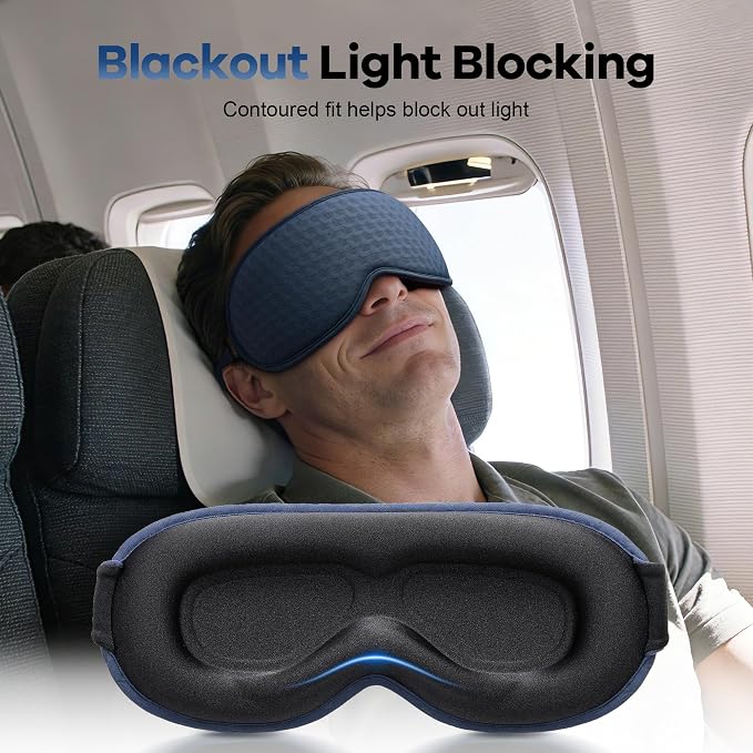 Weighted Blackout Sleep Mask for Men: 3D Contoured Zero Eye Pressure Sleep Mask - Image 3