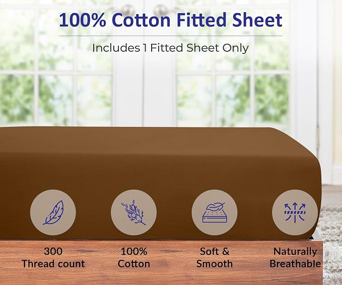 ROYALE LINENS 300 Thread Count 100% Long Staple Combed Cotton Fitted Sheet King - Image 3