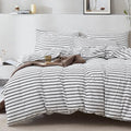 JELLYMONI 100% Natural Cotton 3pcs Striped Duvet Cover Sets, by JELLYMONI