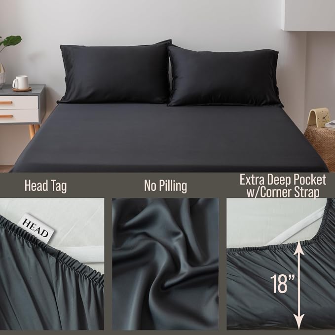 Bella Coterie Luxury Bamboo Viscose Queen Size Fitted Sheet Only | 100% - Image 3