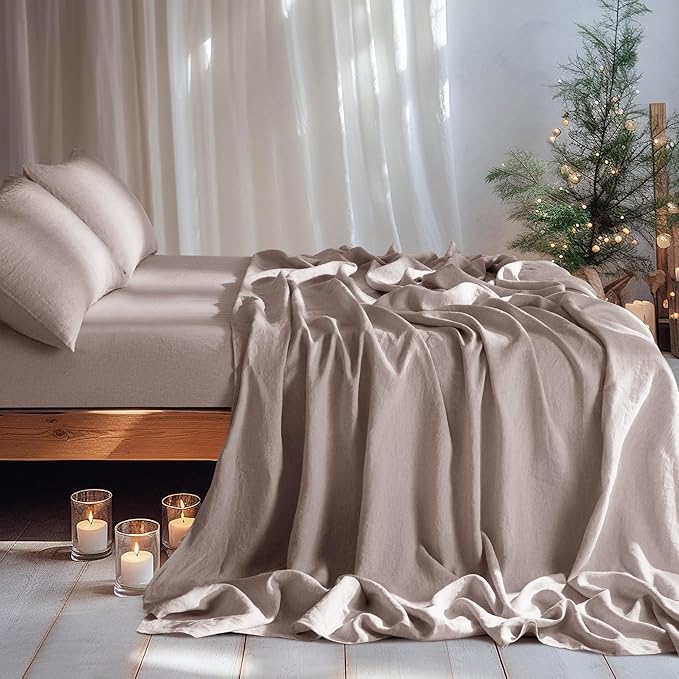 LBRO2M 100% Pure Linen Sheet Set Deep Pocket Up to 16" Bed Sheets Sets - Image 7