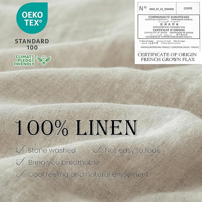 Simple&Opulence 100% Linen Duvet Cover Set 3pcs Basic Style Natural French - Image 2