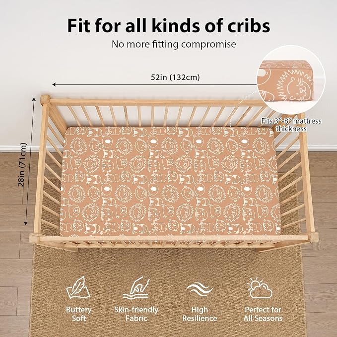 Baby Crib Sheets for Boys and Girls, 3 Pack Toddler Bed Sheets for 52”x28” - Image 3