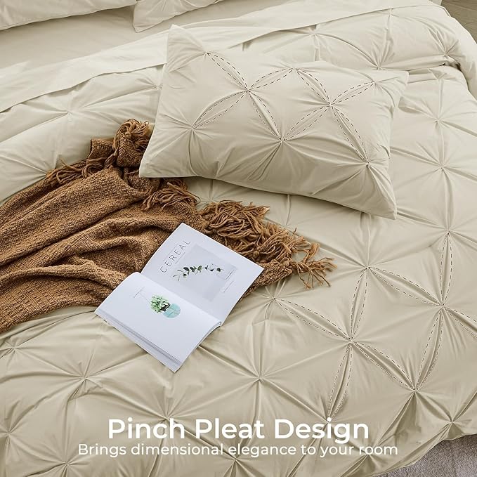 Sasttie Twin Comforter Set, 5-Piece Bed in a Bag, Pintuck Bedding Sets - Image 4