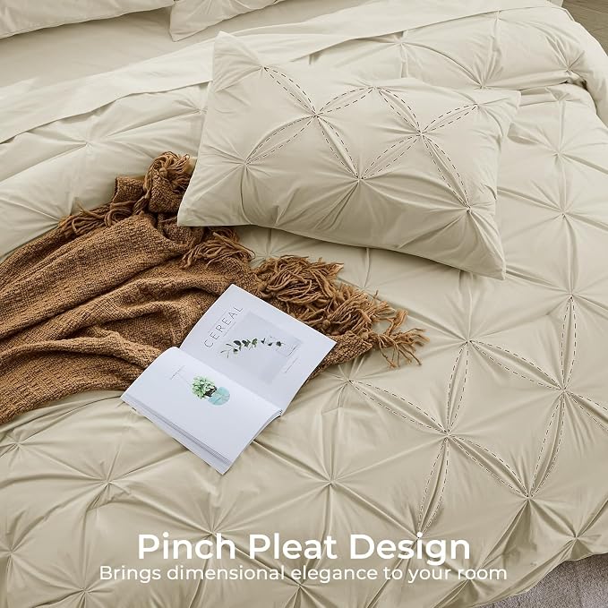 Sasttie Full Size Comforter Set, 7-Piece Bed in a Bag Double, Pintuck Bedding - Image 4