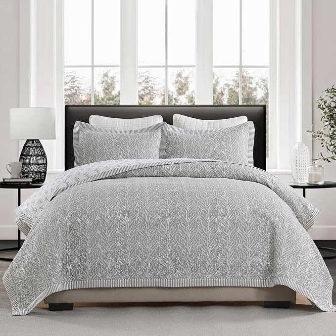 SahSahCasa Quilt Set King Size, 100% Cotton Quilt Bedding Set Bedspread - Image 9