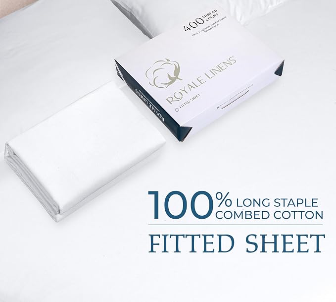 Royale Linen 400 Thread Count 100% American Grown Cotton Fitted Sheet Twin Size - Image 9