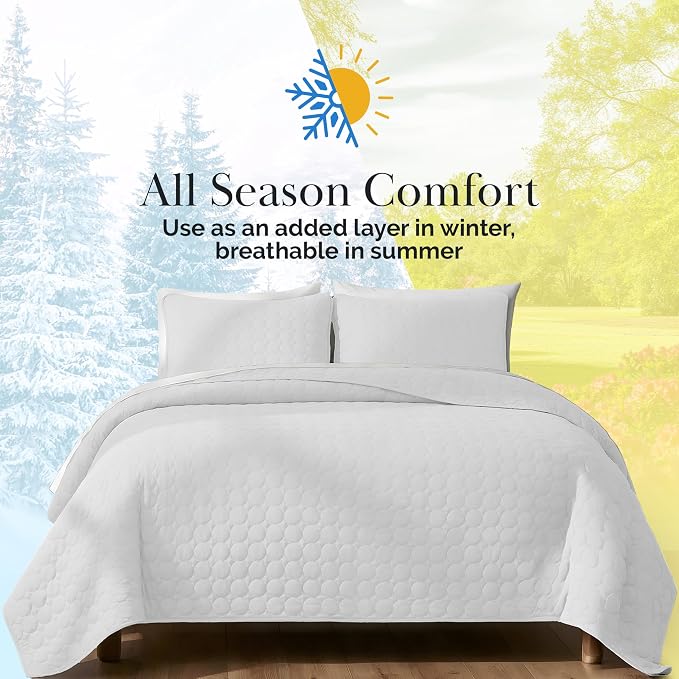 Southshore Fine Living, Inc. White Quilts Queen Size Set, Lightweight Summer - Image 9