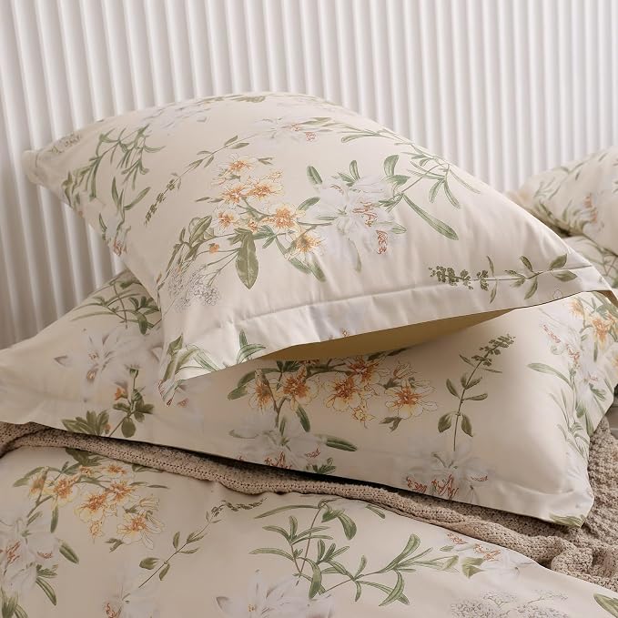 OAITE Duvet Cover Set Queen Size Floral Pattern 600 Thread Count Ultra Soft - Image 6