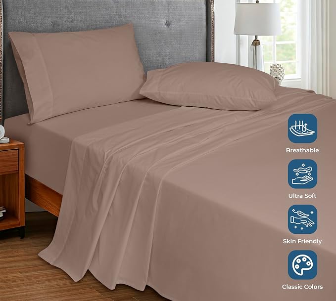 Royale Linens 100% Organic Cotton Twin XL Flat Sheet Only - Image 4